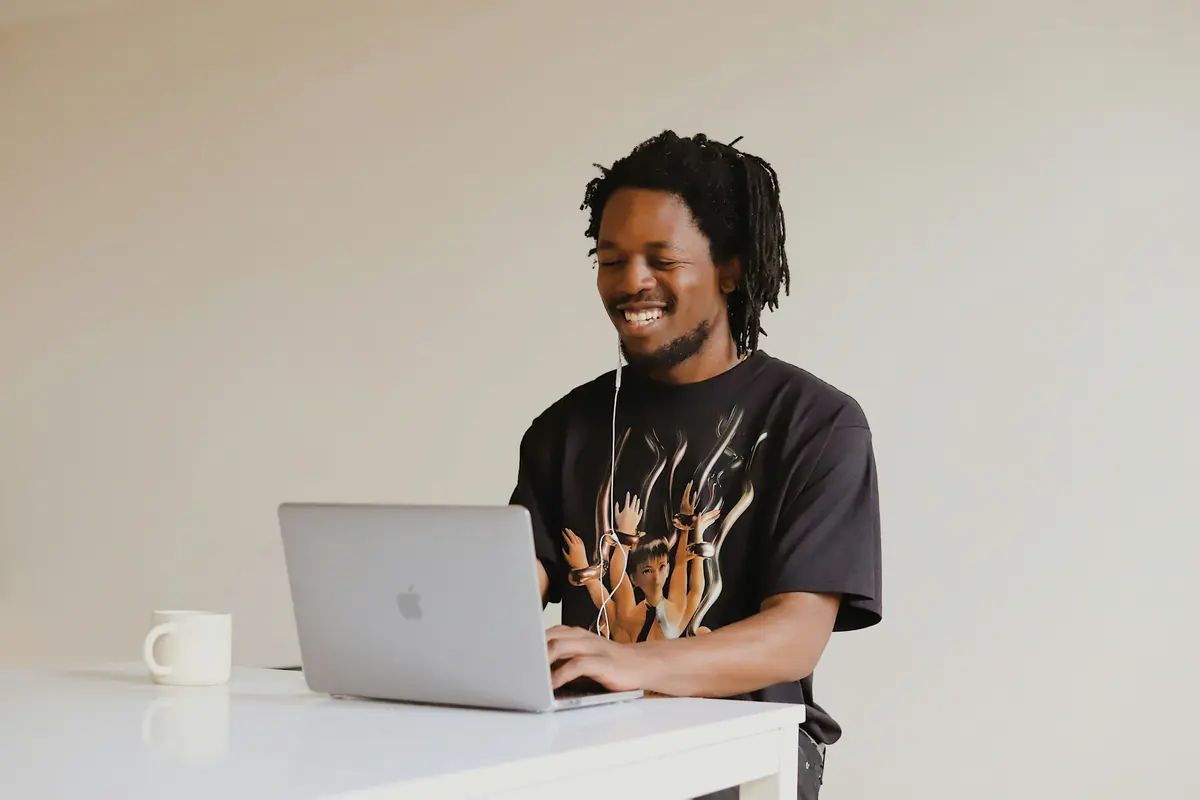 Student working on a MacBook