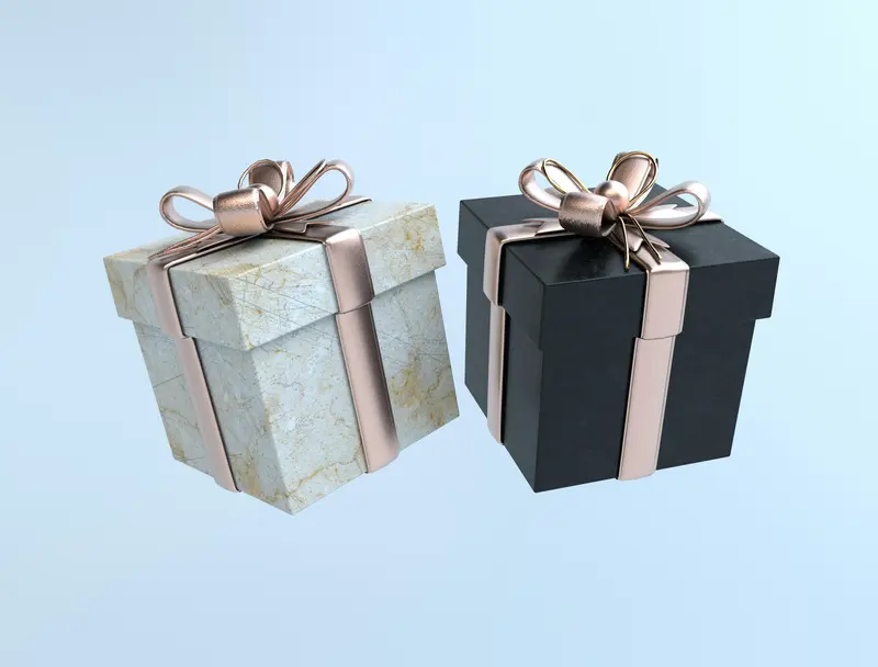 Gift boxes tied with ribbons